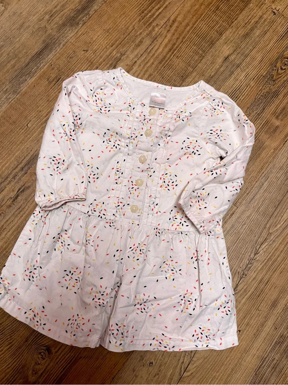 Gymboree White Long-Sleeve  dress  with Multicolor Confetti